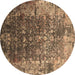 Round Oriental Brown Industrial Rug, urb2619brn