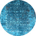 Round Oriental Light Blue Industrial Rug, urb2619lblu