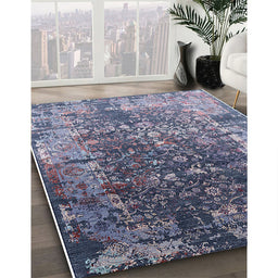 Mid-Century Modern Purple Oriental Rug in Family Room, urb2619