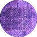 Round Machine Washable Oriental Purple Industrial Area Rugs, wshurb2619pur