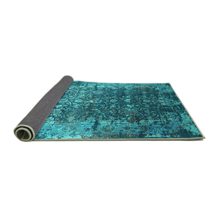Sideview of Oriental Turquoise Industrial Rug, urb2619turq