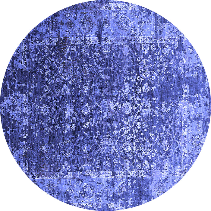 Round Oriental Blue Industrial Rug, urb2619blu