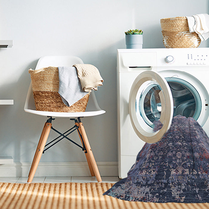 Machine Washable Industrial Modern Purple Haze Purple Rug in a Washing Machine, wshurb2619
