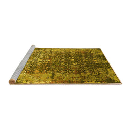 Sideview of Machine Washable Oriental Yellow Industrial Rug, wshurb2619yw