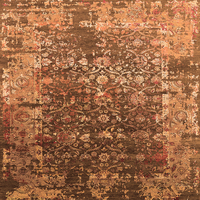 Square Oriental Orange Industrial Rug, urb2619org