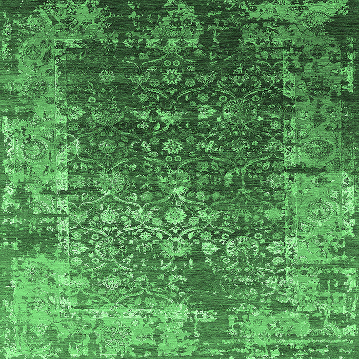 Square Oriental Emerald Green Industrial Rug, urb2619emgrn