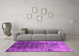 Machine Washable Oriental Pink Industrial Rug in a Living Room, wshurb2619pnk