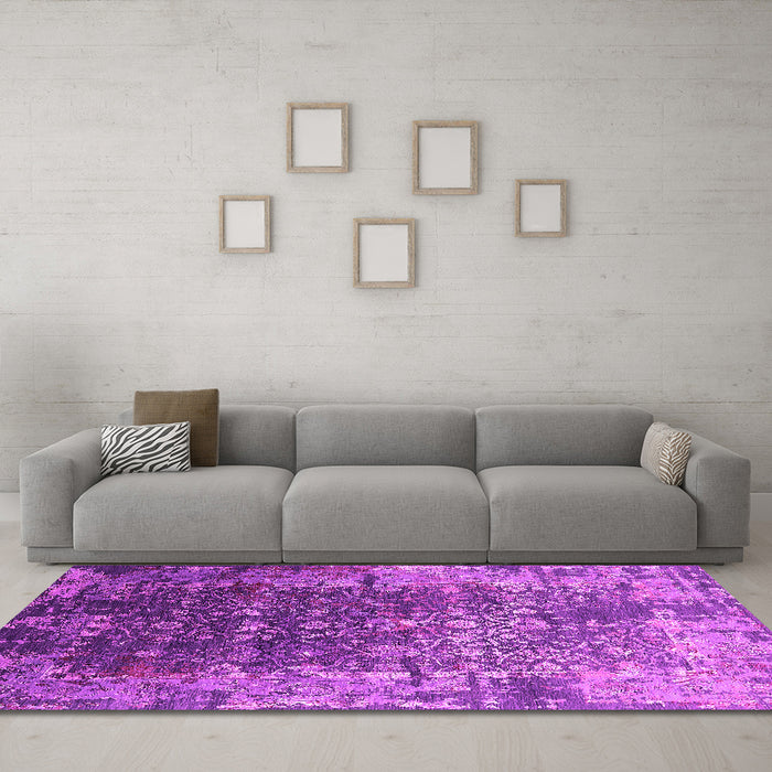 Machine Washable Oriental Pink Industrial Rug in a Living Room, wshurb2619pnk