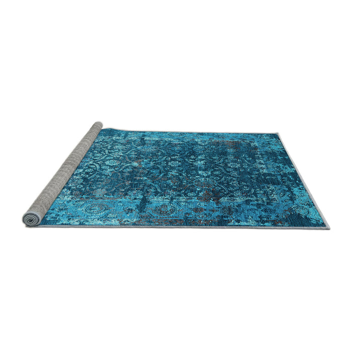 Sideview of Machine Washable Oriental Light Blue Industrial Rug, wshurb2619lblu