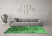 Machine Washable Oriental Emerald Green Industrial Area Rugs in a Living Room,, wshurb2619emgrn