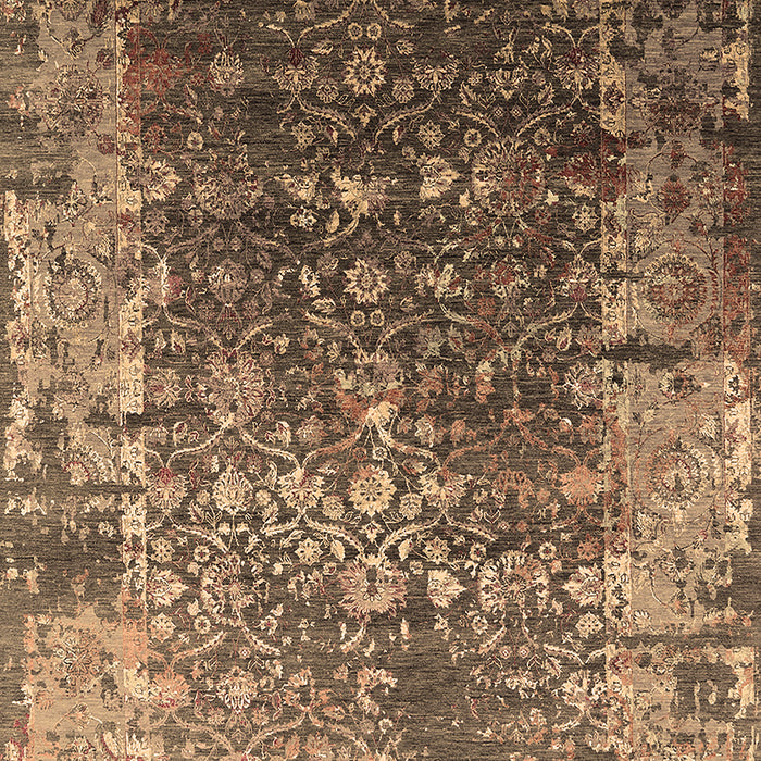 Machine Washable Oriental Brown Industrial Rug, wshurb2619brn