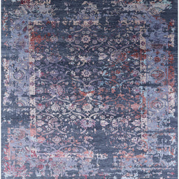 Square Mid-Century Modern Purple Oriental Rug, urb2619