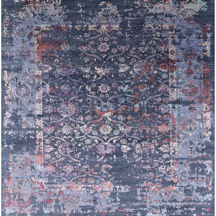 Square Mid-Century Modern Purple Oriental Rug, urb2619