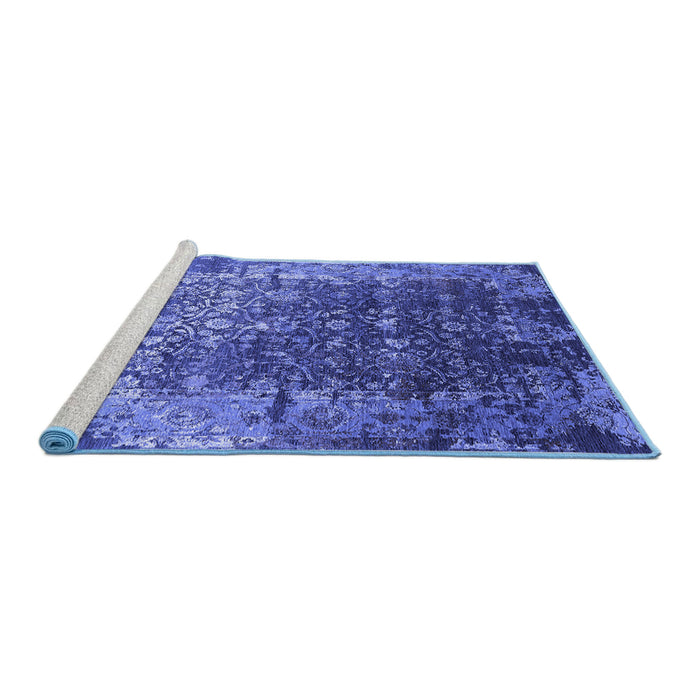 Sideview of Machine Washable Oriental Blue Industrial Rug, wshurb2619blu