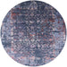 Round Mid-Century Modern Purple Oriental Rug, urb2619