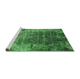 Sideview of Machine Washable Oriental Emerald Green Industrial Area Rugs, wshurb2619emgrn