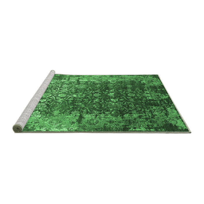 Sideview of Machine Washable Oriental Emerald Green Industrial Area Rugs, wshurb2619emgrn