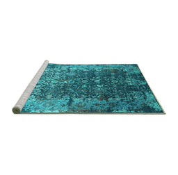 Sideview of Machine Washable Oriental Turquoise Industrial Area Rugs, wshurb2619turq
