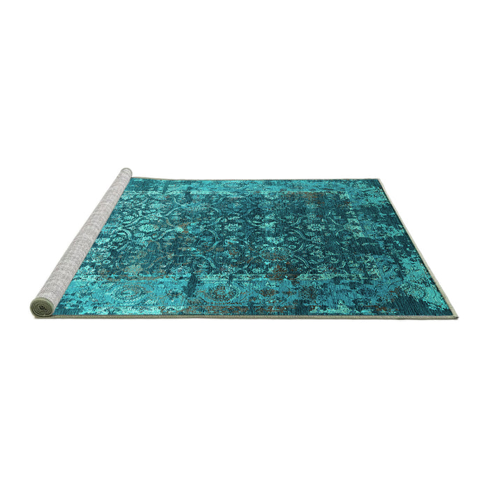 Sideview of Machine Washable Oriental Turquoise Industrial Area Rugs, wshurb2619turq