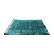 Sideview of Machine Washable Oriental Turquoise Industrial Area Rugs, wshurb2619turq
