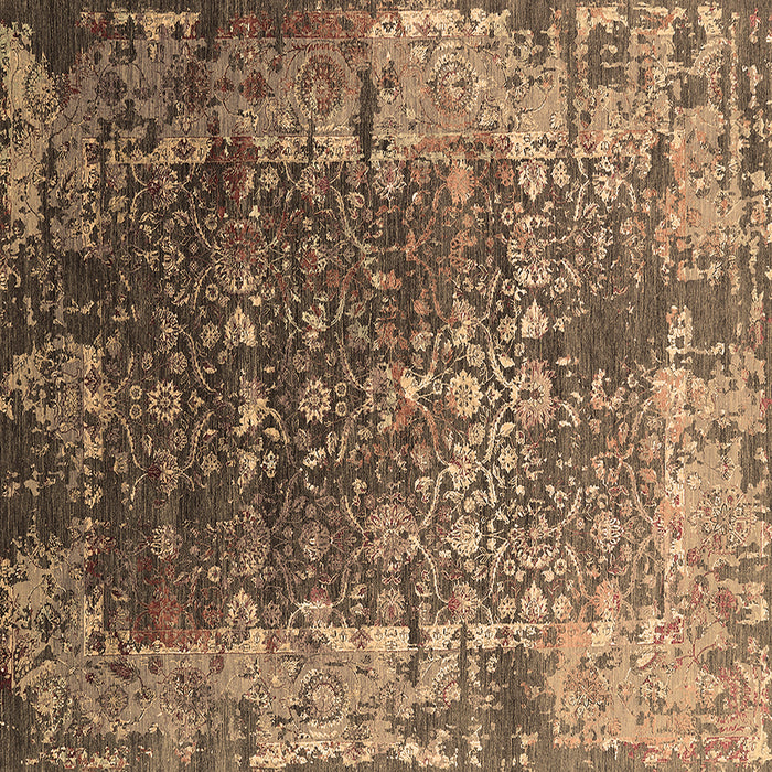 Square Machine Washable Oriental Brown Industrial Rug, wshurb2619brn
