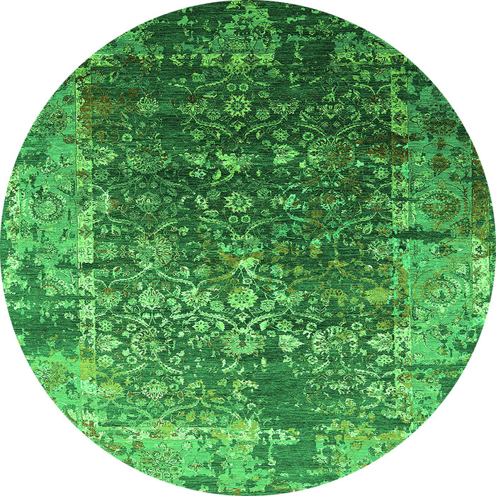 Round Oriental Green Industrial Rug, urb2619grn