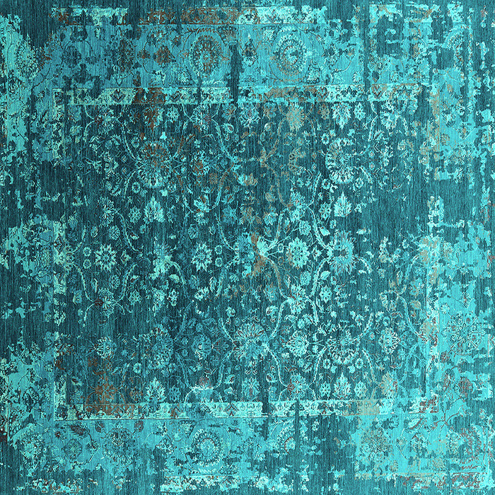 Square Oriental Turquoise Industrial Rug, urb2619turq