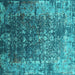 Square Oriental Turquoise Industrial Rug, urb2619turq