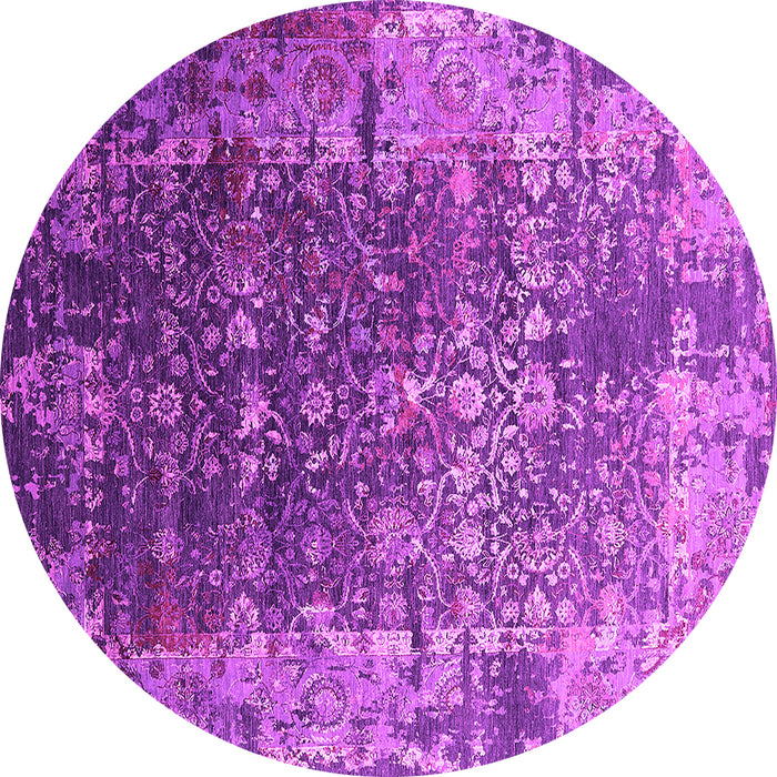 Round Machine Washable Oriental Pink Industrial Rug, wshurb2619pnk