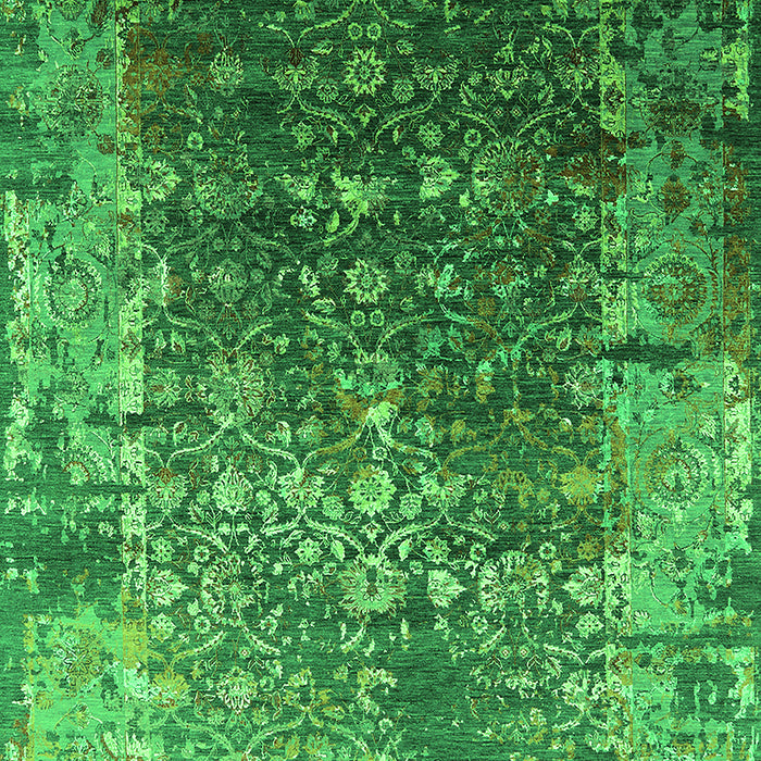 Machine Washable Oriental Green Industrial Area Rugs, wshurb2619grn