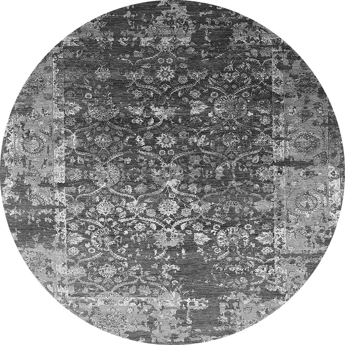 Round Oriental Gray Industrial Rug, urb2619gry