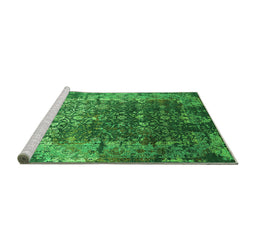 Sideview of Machine Washable Oriental Green Industrial Area Rugs, wshurb2619grn