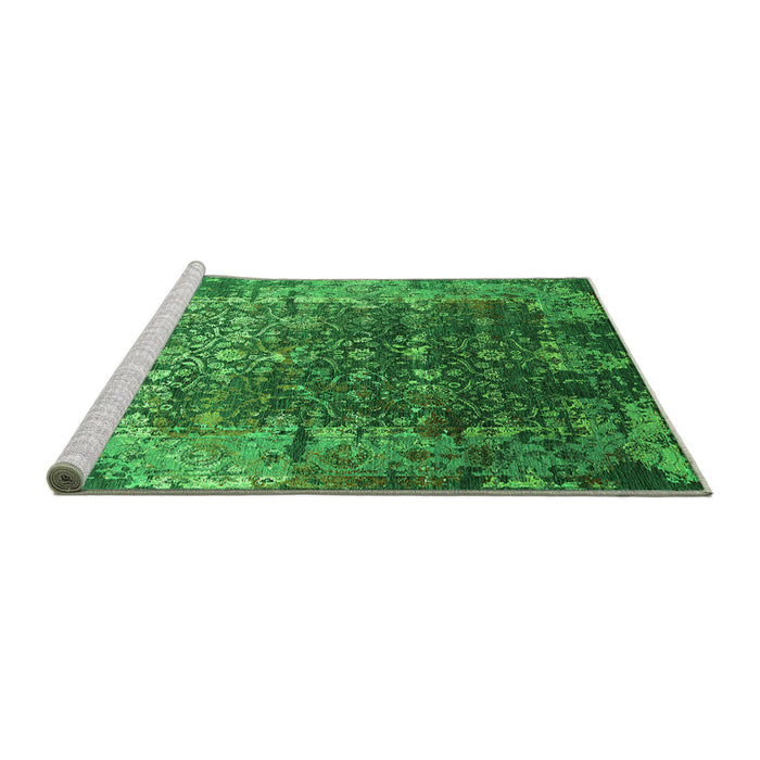 Sideview of Machine Washable Oriental Green Industrial Area Rugs, wshurb2619grn