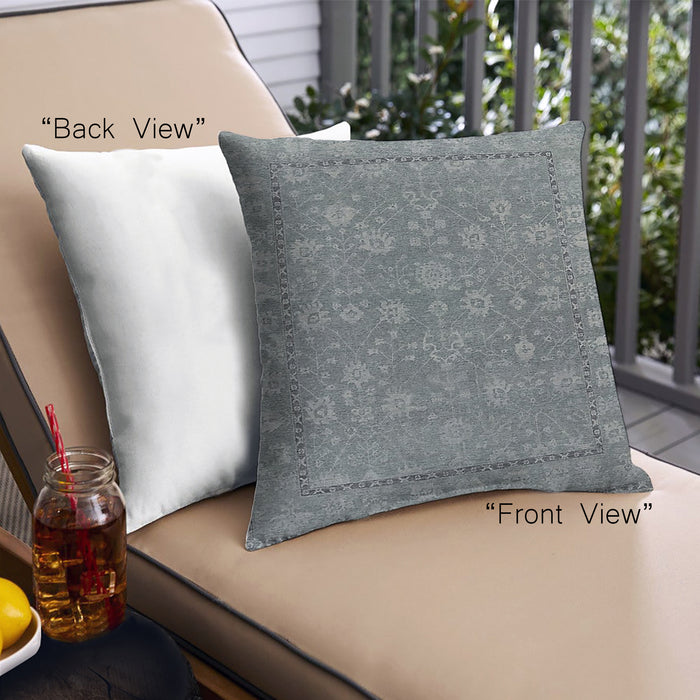 Front View of Mid-Century Modern Urban Square Marble Blue Throw Pillow, 18 inch by 18 inch, pwurb261