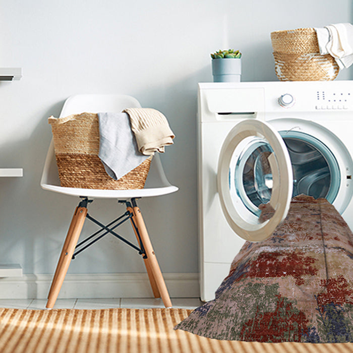 Machine Washable Industrial Modern Camel Brown Rug in a Washing Machine, wshurb2620