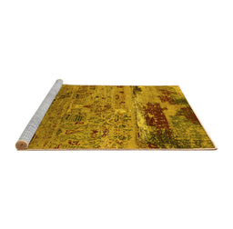 Sideview of Machine Washable Oriental Yellow Industrial Rug, wshurb2620yw