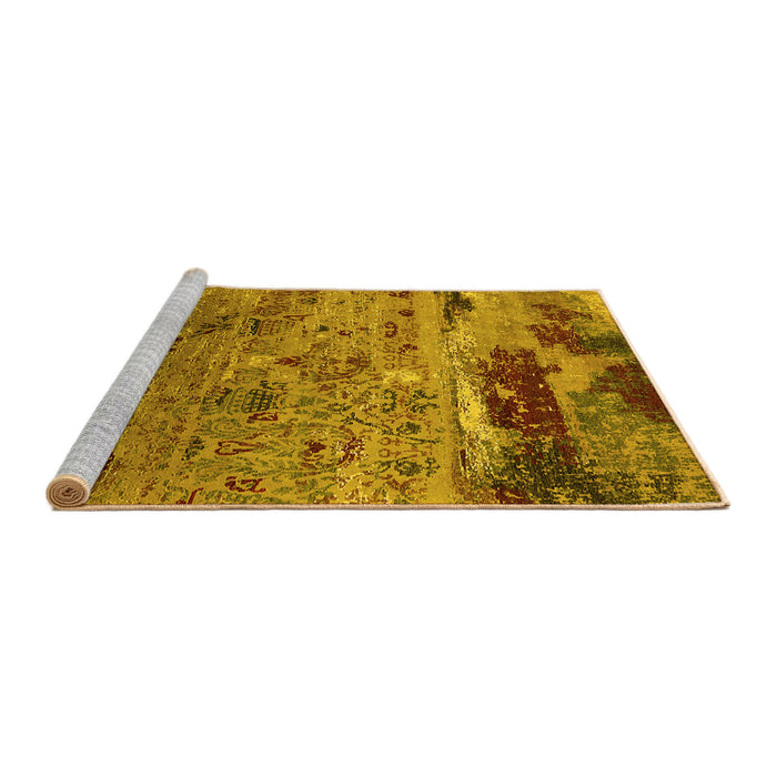 Sideview of Machine Washable Oriental Yellow Industrial Rug, wshurb2620yw