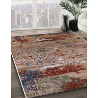 Mid-Century Modern Camel Brown Oriental Rug, urb2620