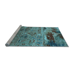 Sideview of Machine Washable Oriental Light Blue Industrial Rug, wshurb2620lblu
