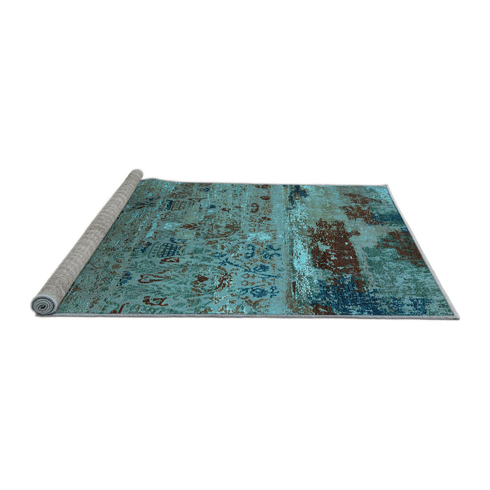 Sideview of Machine Washable Oriental Light Blue Industrial Rug, wshurb2620lblu