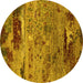 Round Oriental Yellow Industrial Rug, urb2620yw