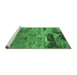 Sideview of Machine Washable Oriental Emerald Green Industrial Area Rugs, wshurb2620emgrn