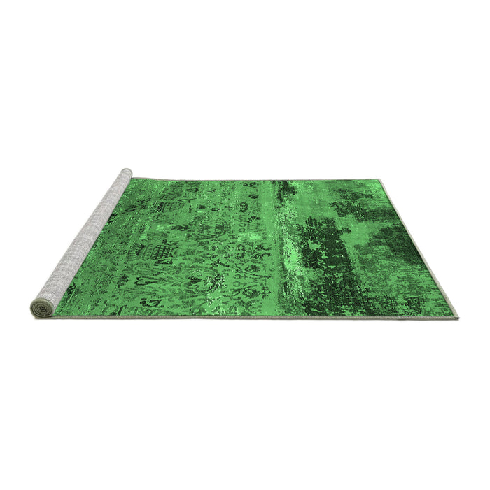 Sideview of Machine Washable Oriental Emerald Green Industrial Area Rugs, wshurb2620emgrn