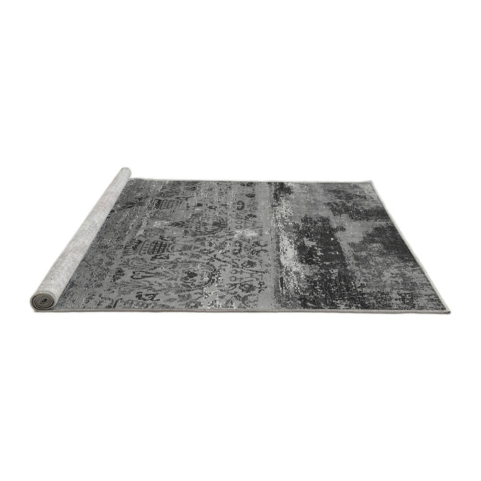 Sideview of Machine Washable Oriental Gray Industrial Rug, wshurb2620gry