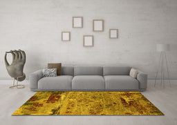 Machine Washable Oriental Yellow Industrial Rug in a Living Room, wshurb2620yw
