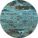 Round Oriental Light Blue Industrial Rug, urb2620lblu