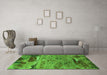 Machine Washable Oriental Green Industrial Area Rugs in a Living Room,, wshurb2620grn