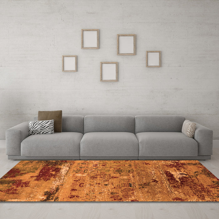Machine Washable Oriental Orange Industrial Area Rugs in a Living Room, wshurb2620org