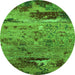 Round Oriental Green Industrial Rug, urb2620grn