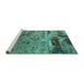 Sideview of Machine Washable Oriental Turquoise Industrial Area Rugs, wshurb2620turq